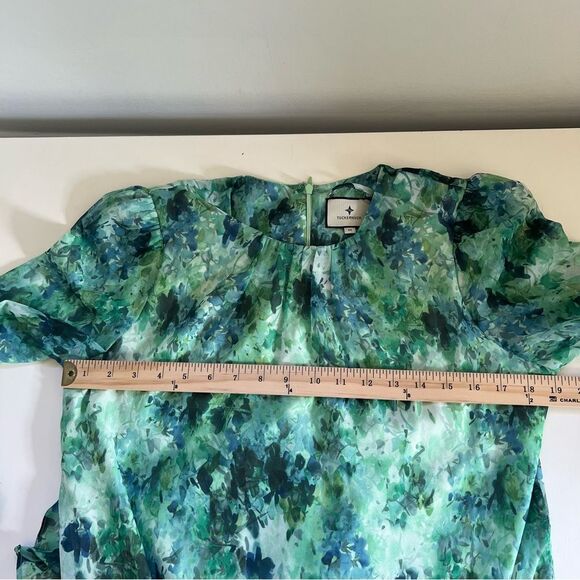 Tuckernuck Water Lilies Sasha Dress Midi Green Ruffles Lined Floral Size Medium - Picture 8 of 12